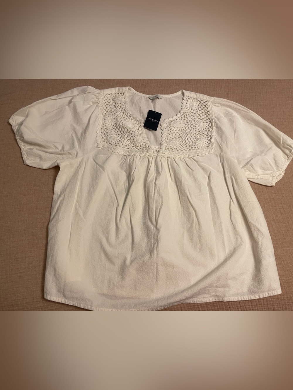 Lucky Brand Crochet knit top NWT